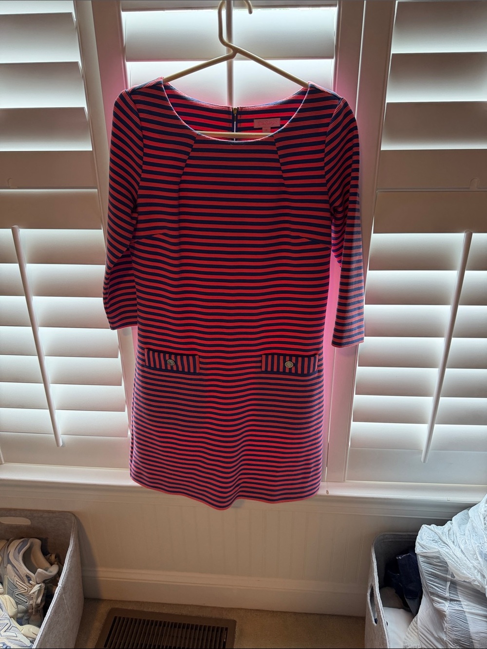 Lilly Pulitzer Coral and Navy Striped Dress